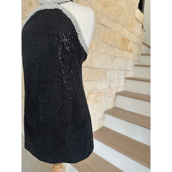 Self Portrait Black Boucle Pearl Trim Mini Dress US 6 - Picture 6 of 16